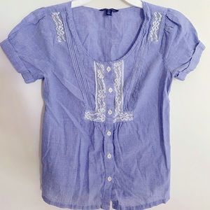 American Eagle Baby Blue Stripes Blouse 👚